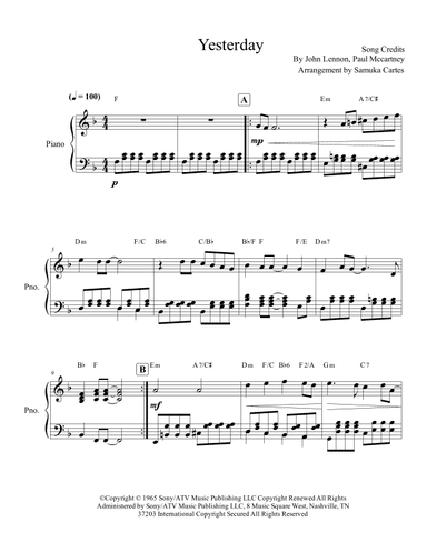 Yesterday (arr. Samuka Cartes)