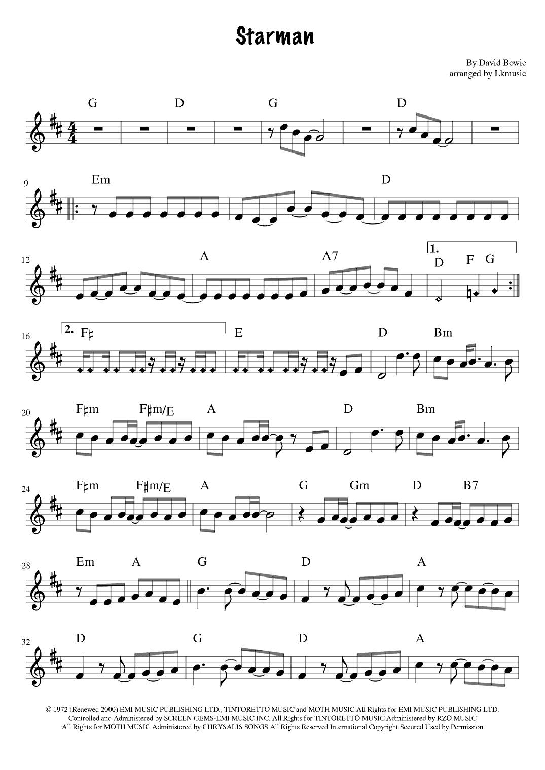 Starman (arr. Lkmusic)
