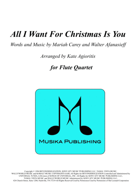 All I Want For Christmas Is You (arr. Kate Agioritis)