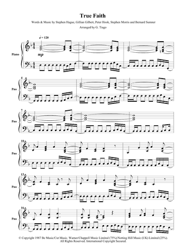 True Faith (arr. G. Tiago)