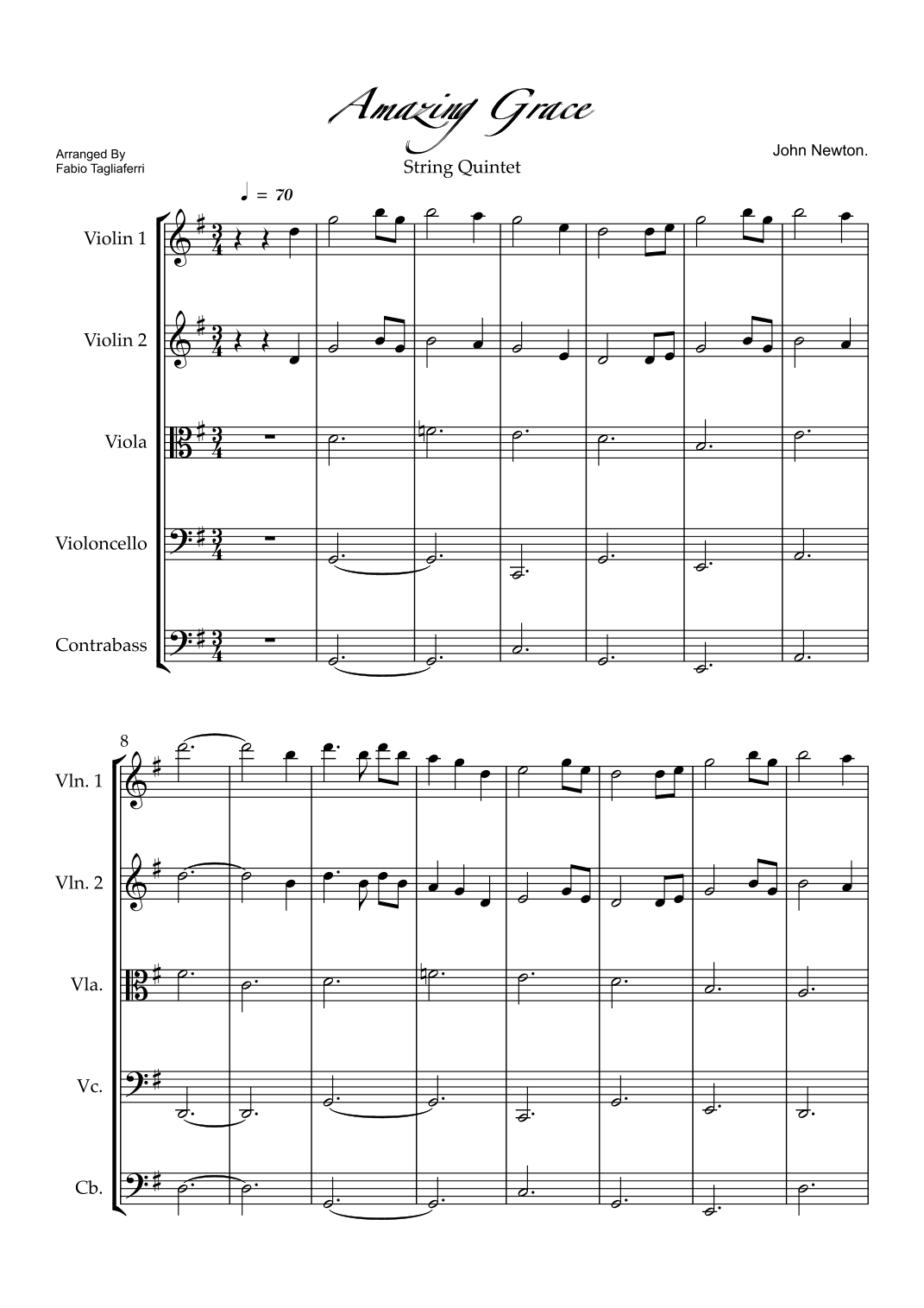 Amazing Grace (arr. Fabio Tagliaferri)