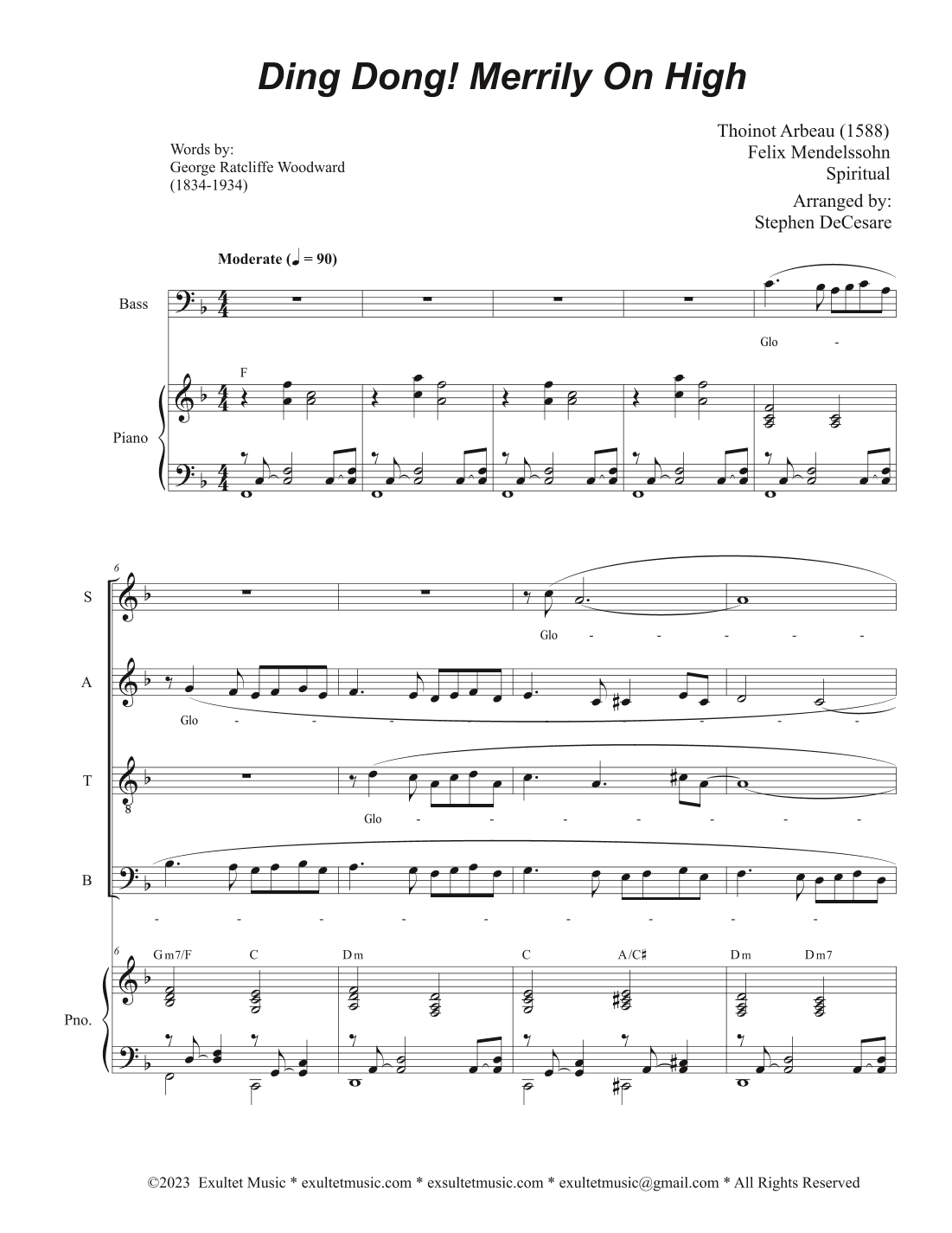 Ding Dong! Merrily On High (Vocal Quartet - (SATB) (arr. Stephen DeCesare)