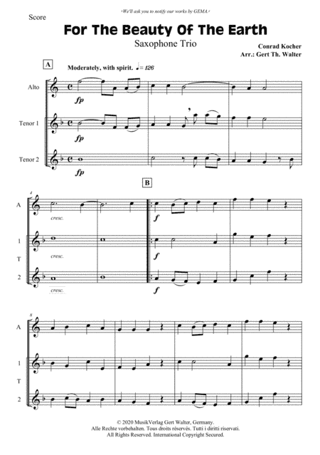 For The Beauty Of The Earth (arr. Gert Th. Walter)