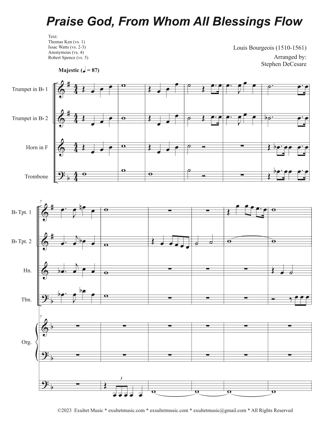 Praise God, From Whom All Blessings Flow (Unison Choir - High Key) (Full Score) - Score Only (arr. Stephen DeCesare)
