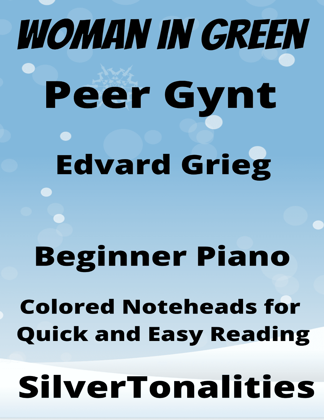 Woman in Green Peer Gynt Beginner Piano Sheet Music with Colored Notation (arr. SilverTonalities)