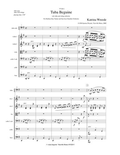 Tuba Beguine-for solo tuba and string orchestra