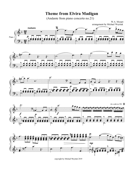 Theme from Elvira Madigan (arr. Michael Woytiuk)