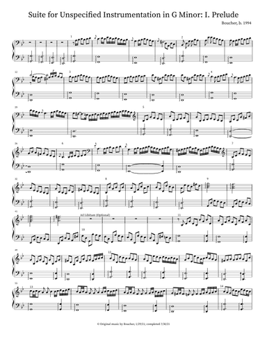 (Revised Edition 2022) Prelude in G Minor for Unspecified Instrumentation
