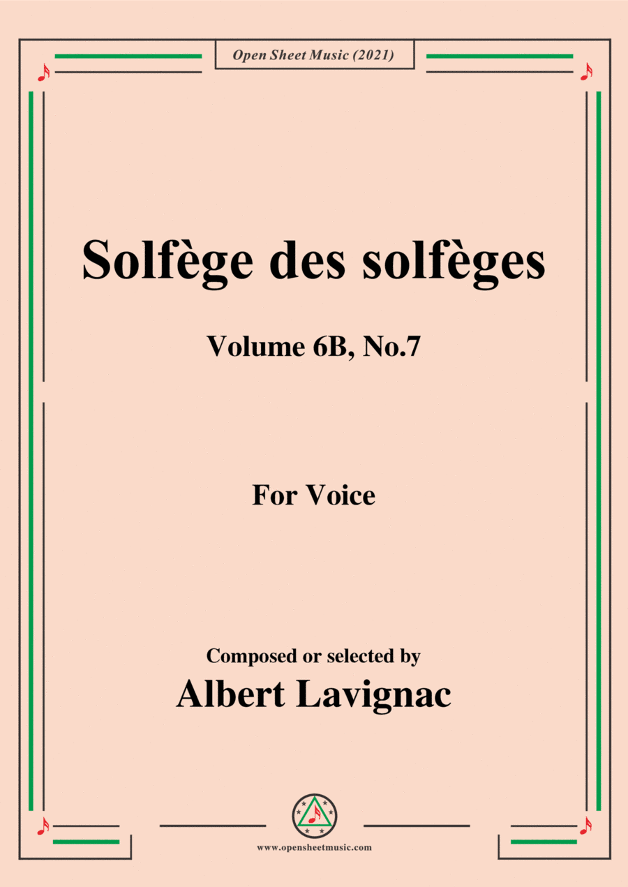Lavignac-Solfege des solfeges,Volume 6B No.7,for Voice (arr. Open Cloud)
