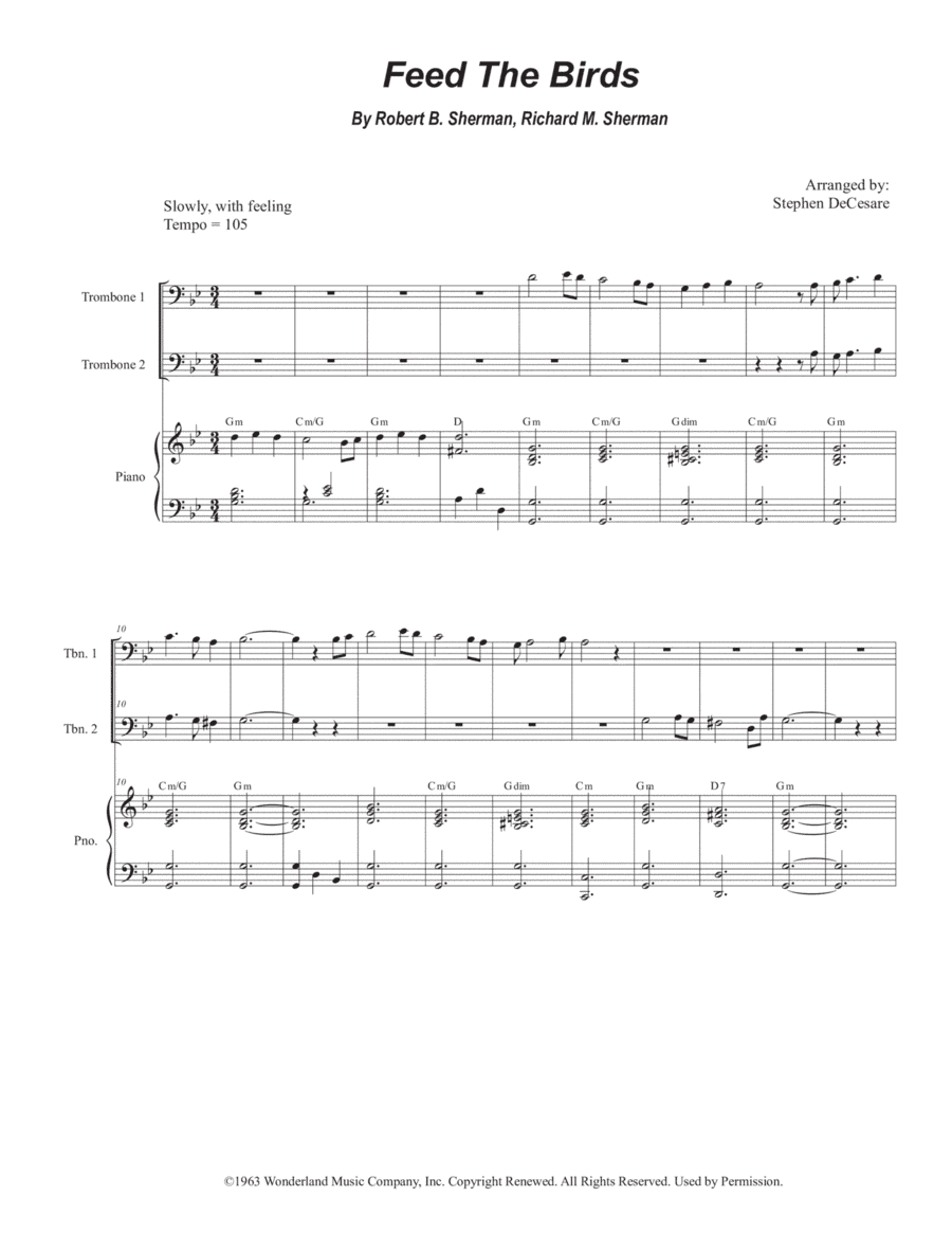 Feed The Birds (tuppence A Bag) (arr. Stephen DeCesare)