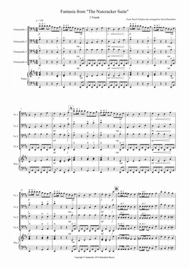 Trepak (Fantasia from Nutcracker) for Cello Quartet (arr. David Burndrett)