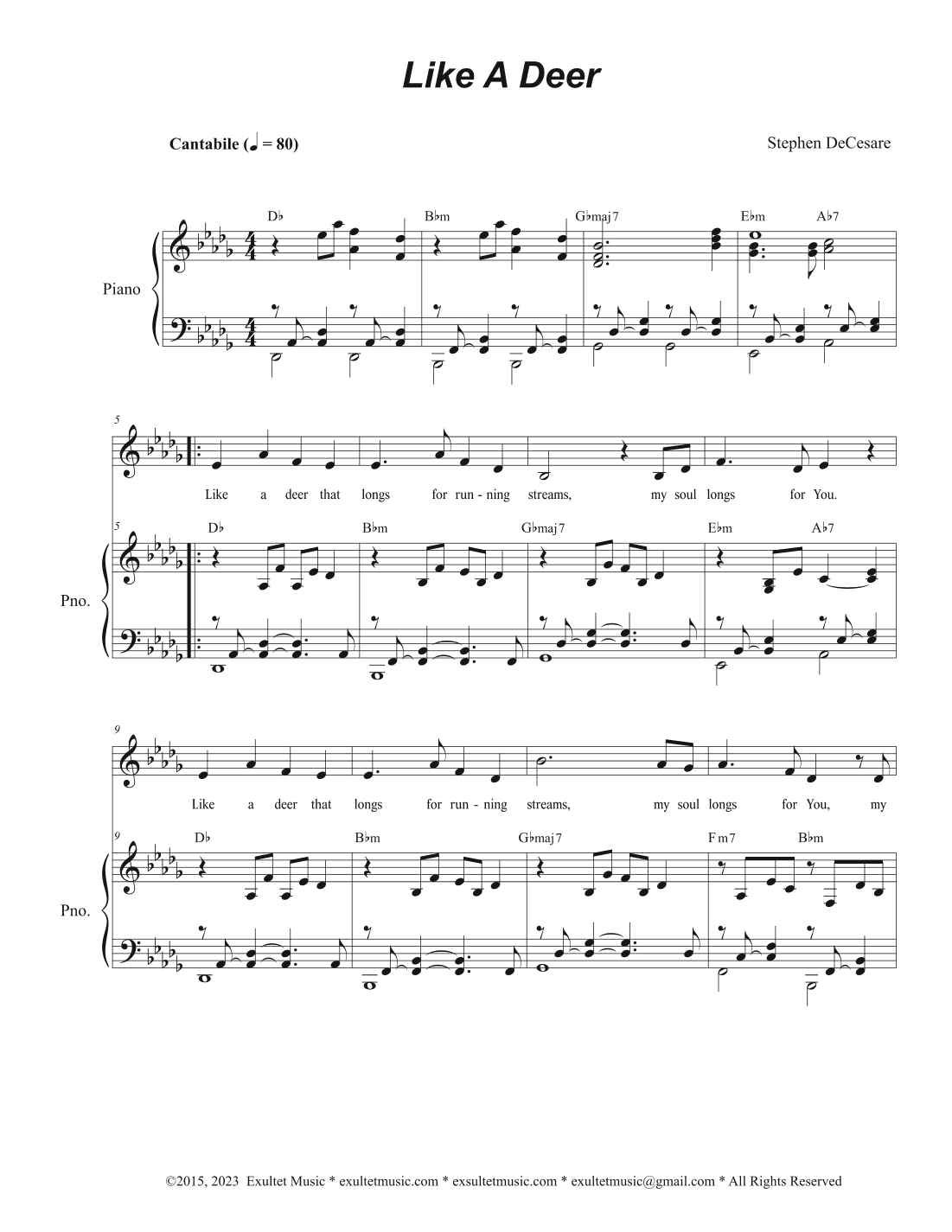 Like A Deer (Unison choir)
