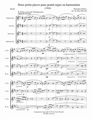 Two Petite Pieces for Organ (arr. Gary Bricault)