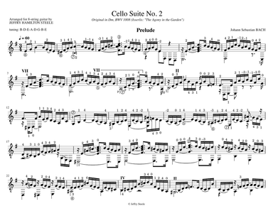 Cello Suite No. 2, BWV 1008, arranged for 8-string guitar (arr. Jeffry Steele)