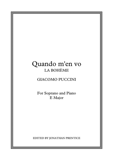 Quando m’en vo - La Bohème (E Major) (arr. Jonathan Prentice)