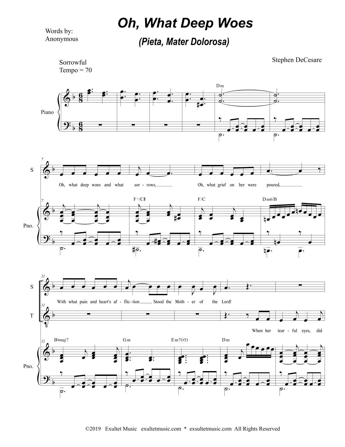 Oh, What Deep Woes (Pieta, Mater Dolorosa) (Duet for Soprano and Tenor Solo)