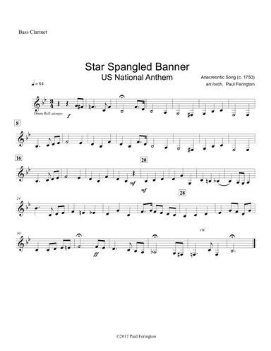 "Star Spangled Banner" / US National Anthem for Full Orchestra (arr. Paul Ferington)