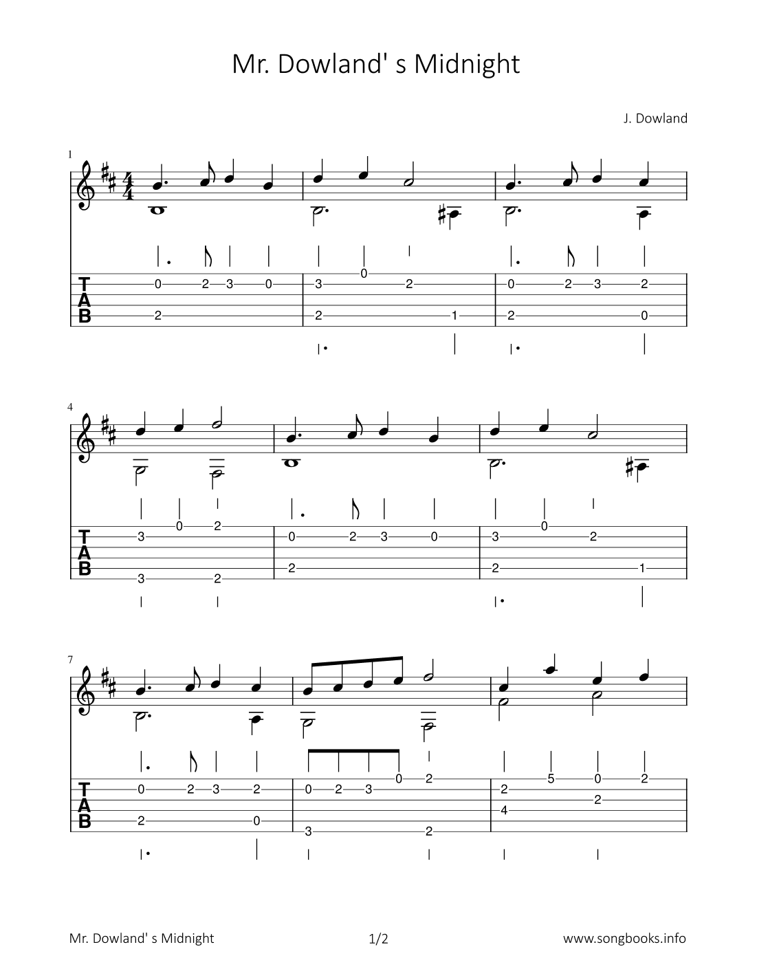 Mr. Dowland‘s Midnight (arr. Bettina Schipp)