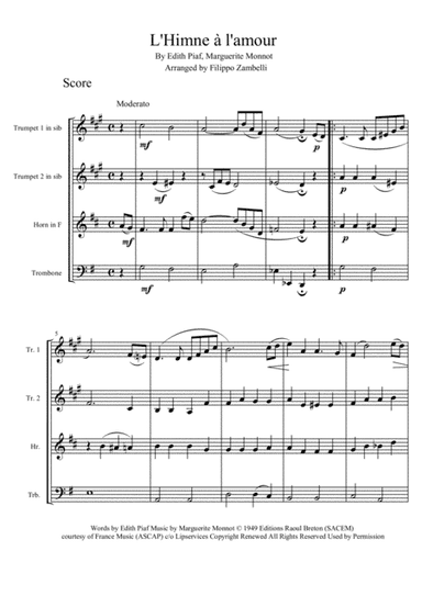 Hymne A L'amour (arr. Filippo Zambelli)