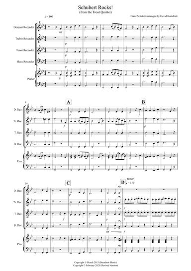 Schubert Rocks! for Recorder Quartet (arr. David Burndrett)