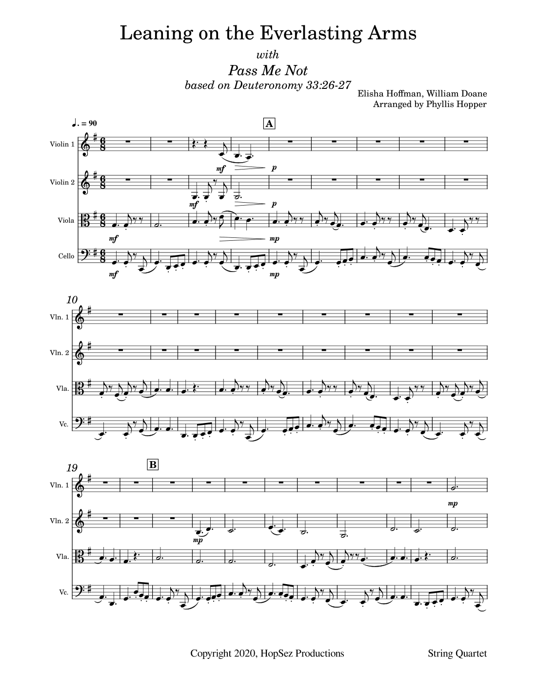 Leaning on the Everlasting Arms - String Quartet (arr. Phyllis Hopper)