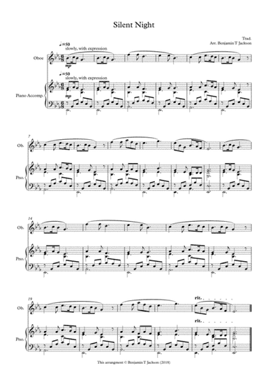 Silent Night - Oboe (arr. Benjamin T Jackson)