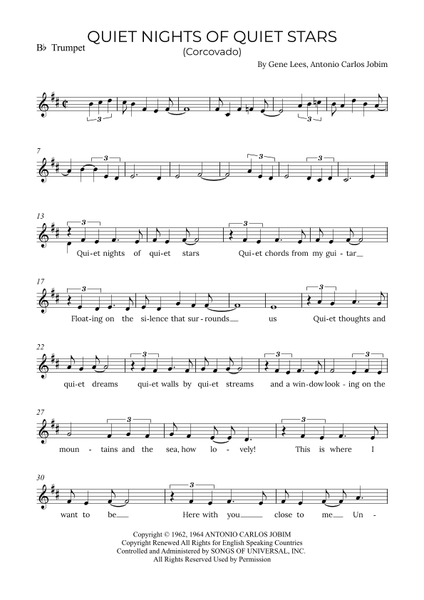 Quiet Nights Of Quiet Stars (corcovado) (arr. Alex Nunes Rodrigues)