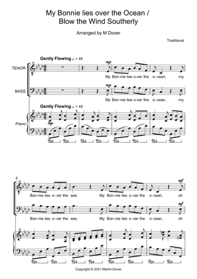 My Bonnie lies over the Ocean / Blow the Wind Southerly - 2 part choir TB Lower Voices (arr. Martin Dover)