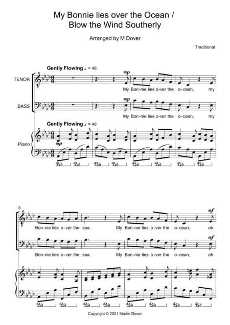 My Bonnie lies over the Ocean / Blow the Wind Southerly - 2 part choir TB Lower Voices (arr. Martin Dover)