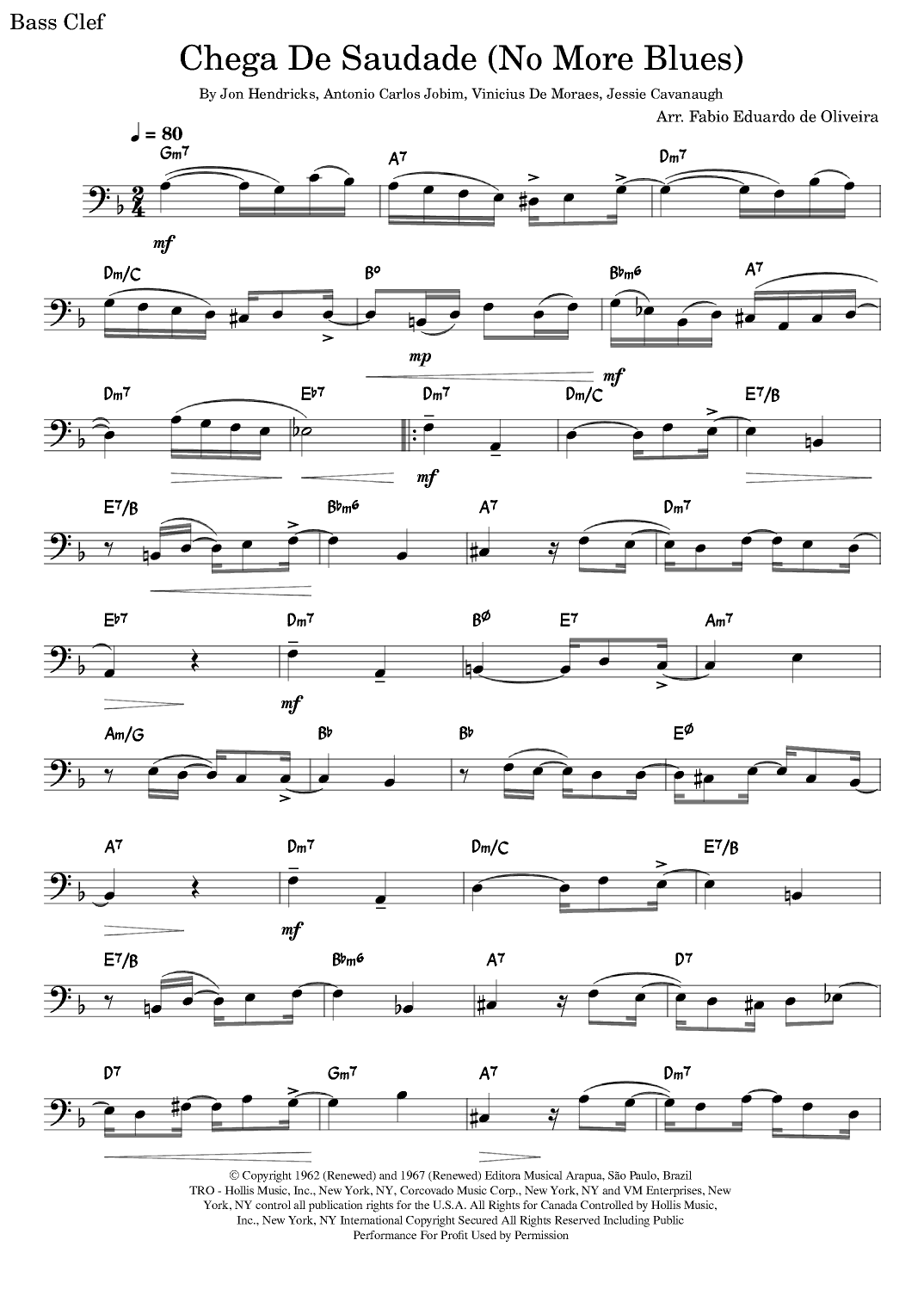 Chega De Saudade (no More Blues) (arr. Fabio Eduardo de Oliveira)