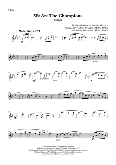 We Are The Champions (arr. Andrew Wrangell, Samuel Dickenson)