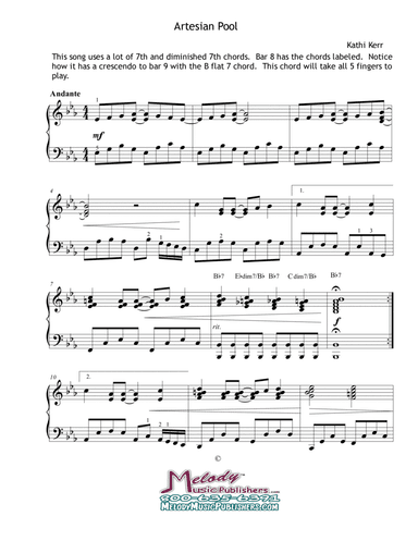 Piano solo late intermediate - "Artesian Pool"