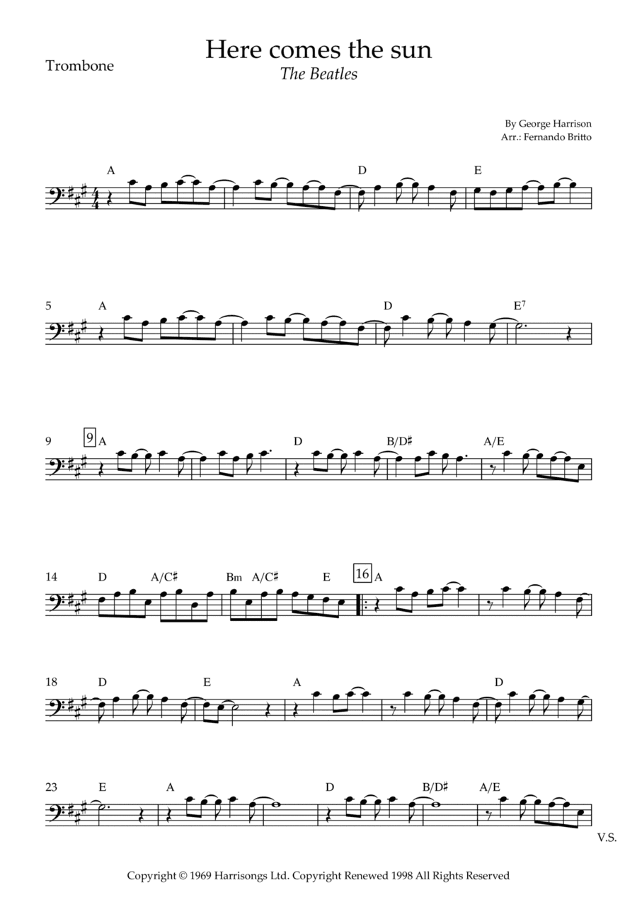 Here Comes The Sun (arr. Fernando Britto)