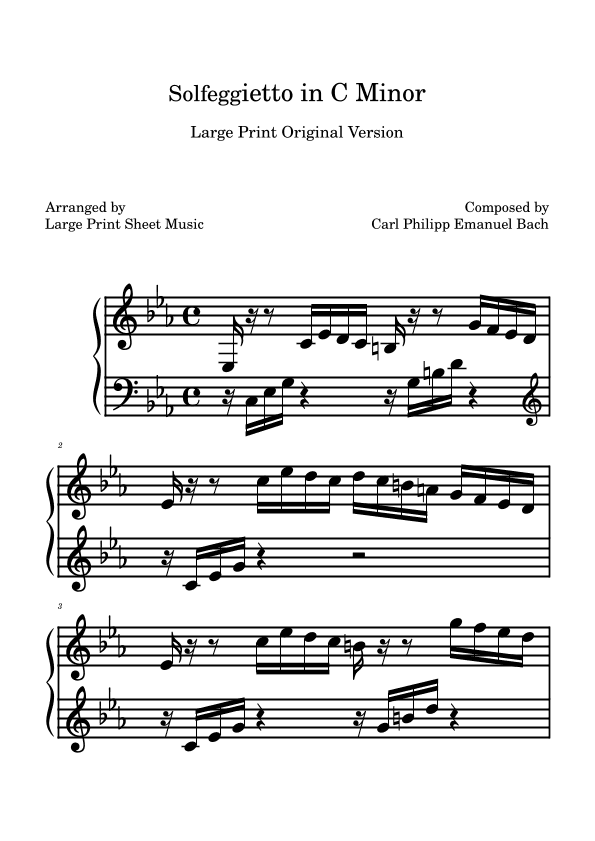 Solfeggietto LARGE PRINT Solfeggio Piano Solo (arr. Large Print Sheet Music)