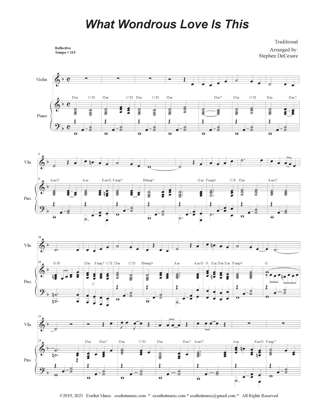 What Wondrous Love Is This (Violin solo and Piano) (arr. Stephen DeCesare)