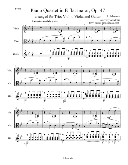 Schumann op.47 Cantabile (for Violin, Viola and Guitar) (arr. Terry Ansel)