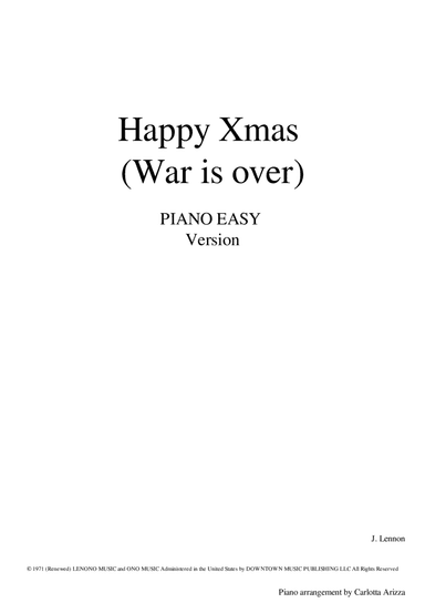 Happy Xmas (war Is Over) (arr. Carlotta Arizza)