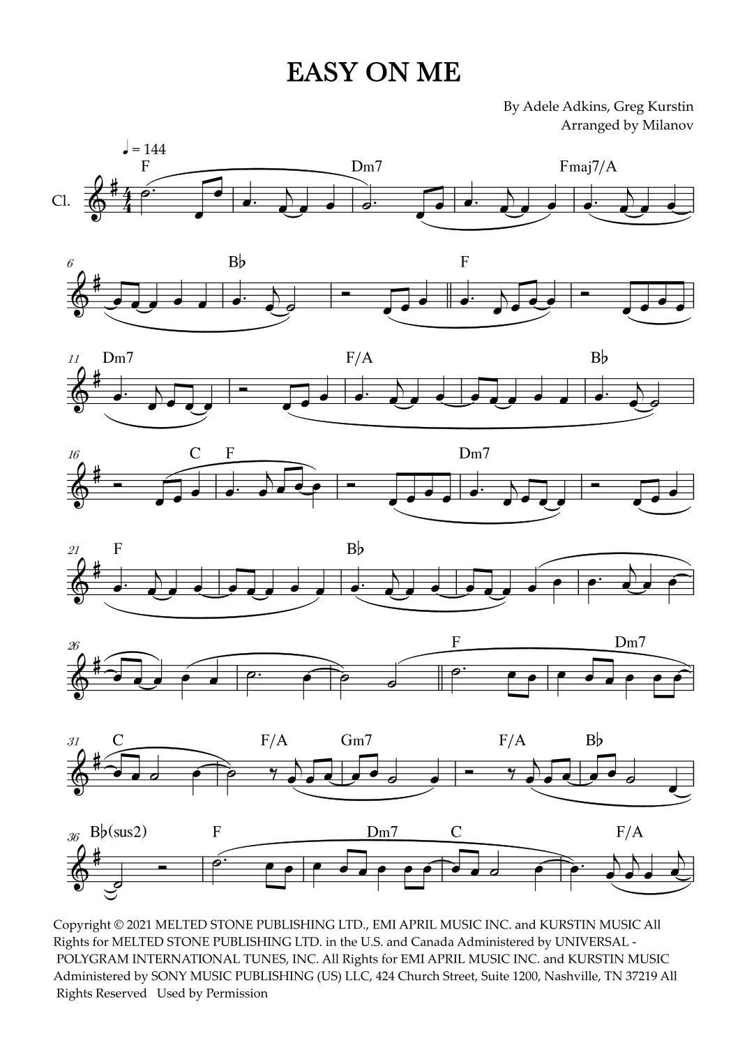 Easy On Me (arr. Milanov)