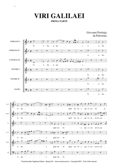 VIRI GALILEI - ASCENDIT DEUS - G. PL da Palestrina - For SSATTB Choir