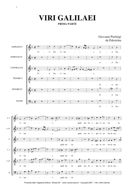 VIRI GALILEI - ASCENDIT DEUS - G. PL da Palestrina - For SSATTB Choir