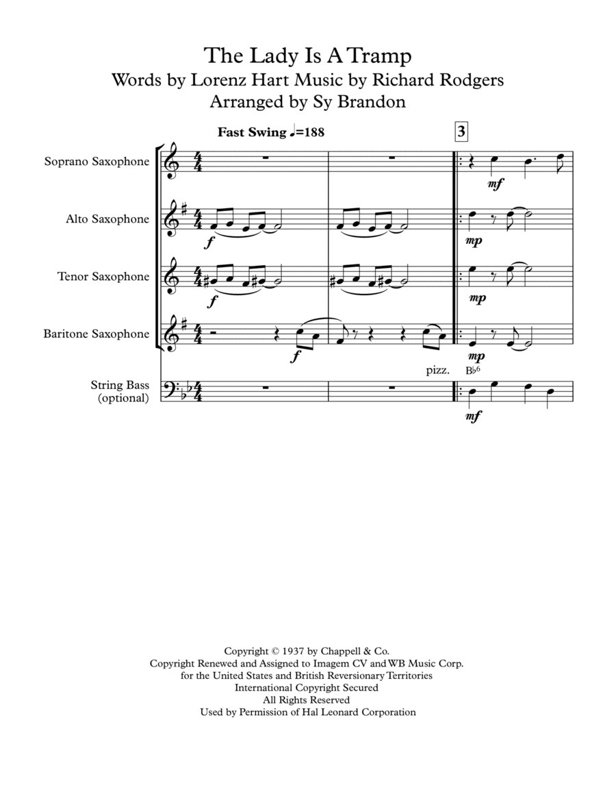 The Lady Is A Tramp (arr. Sy Brandon)