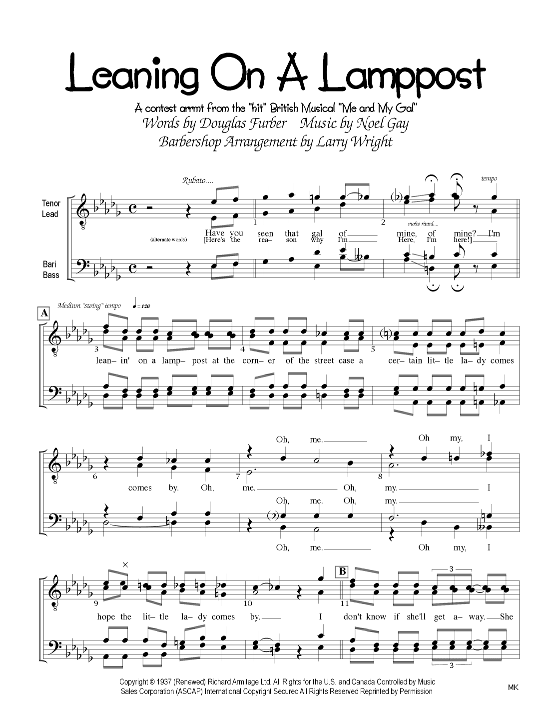 Leaning On A Lamp Post (arr. Larry Wright)
