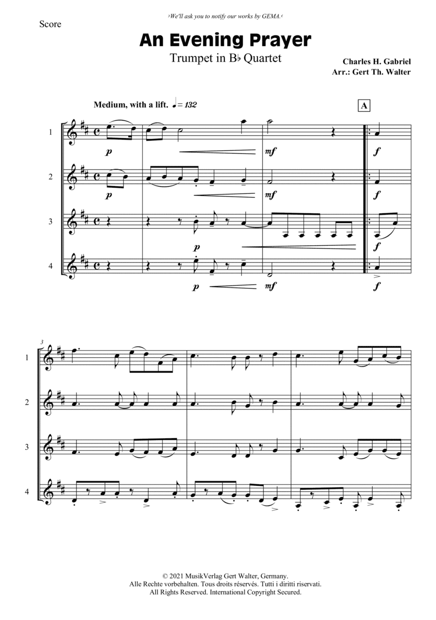An Evening Prayer (arr. Gert Th. Walter)