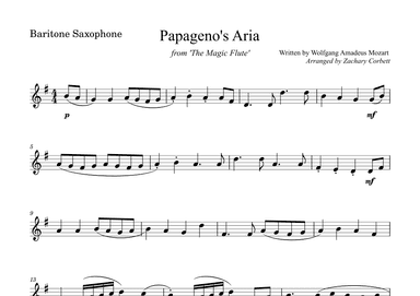 Papageno's Aria from The Magic Flute (arr. Zachary Corbett)