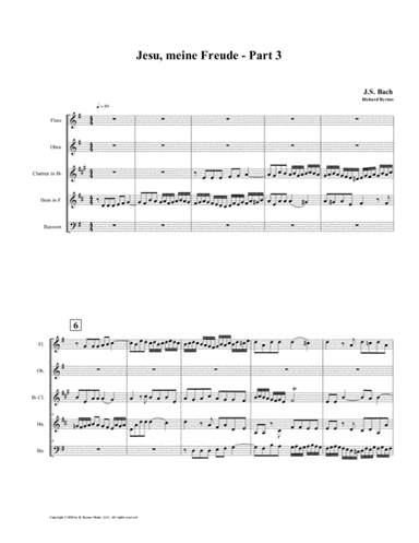 Jesu, meine Freude - Part 3, by J.S. Bach for Woodwind Quintet (arr. Richard Byrnes)