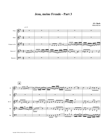 Jesu, meine Freude - Part 3, by J.S. Bach for Woodwind Quintet (arr. Richard Byrnes)