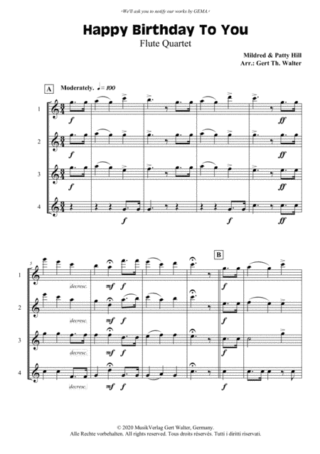 Happy Birthday To You (arr. Gert Th. Walter)