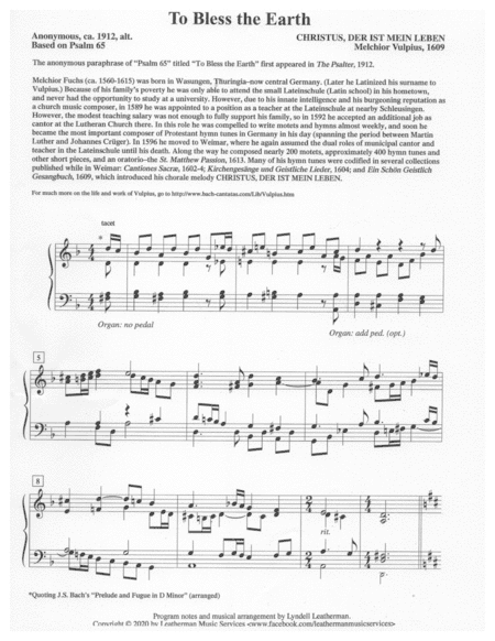 To Bless the Earth (arr. Lyndell Leatherman)