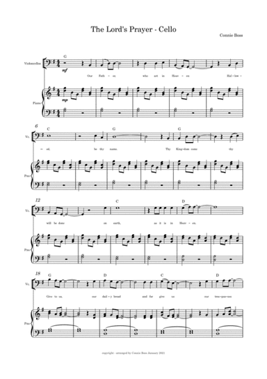 The Lord's Prayer (Our Father) - Cello & Piano (arr. Connie Boss)