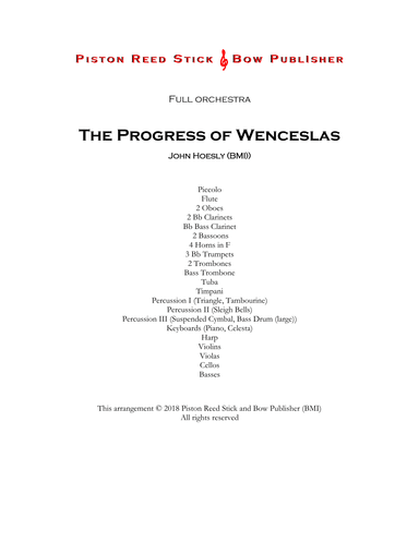 Progress of Wenceslas, The (Good King Wenceslas)- orchestra (arr. John Hoesly)